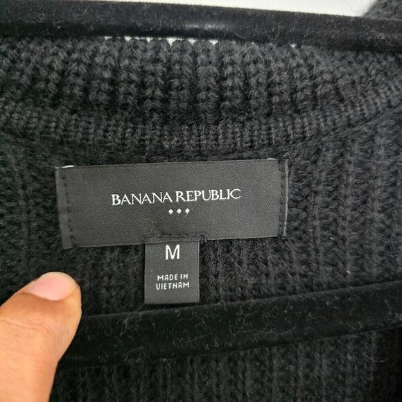 Banana Republic Sweater Women's Medium Black Knit Long Sleeve Collared Gorpcore - Picture 3 of 8